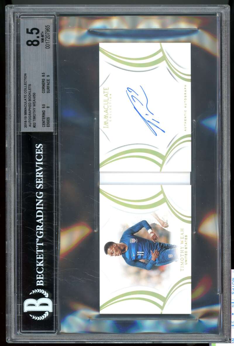 Timothy Weah Card 2018-19 Immaculate Collection Autographed Booklets #22 BGS 8.5 Image 1