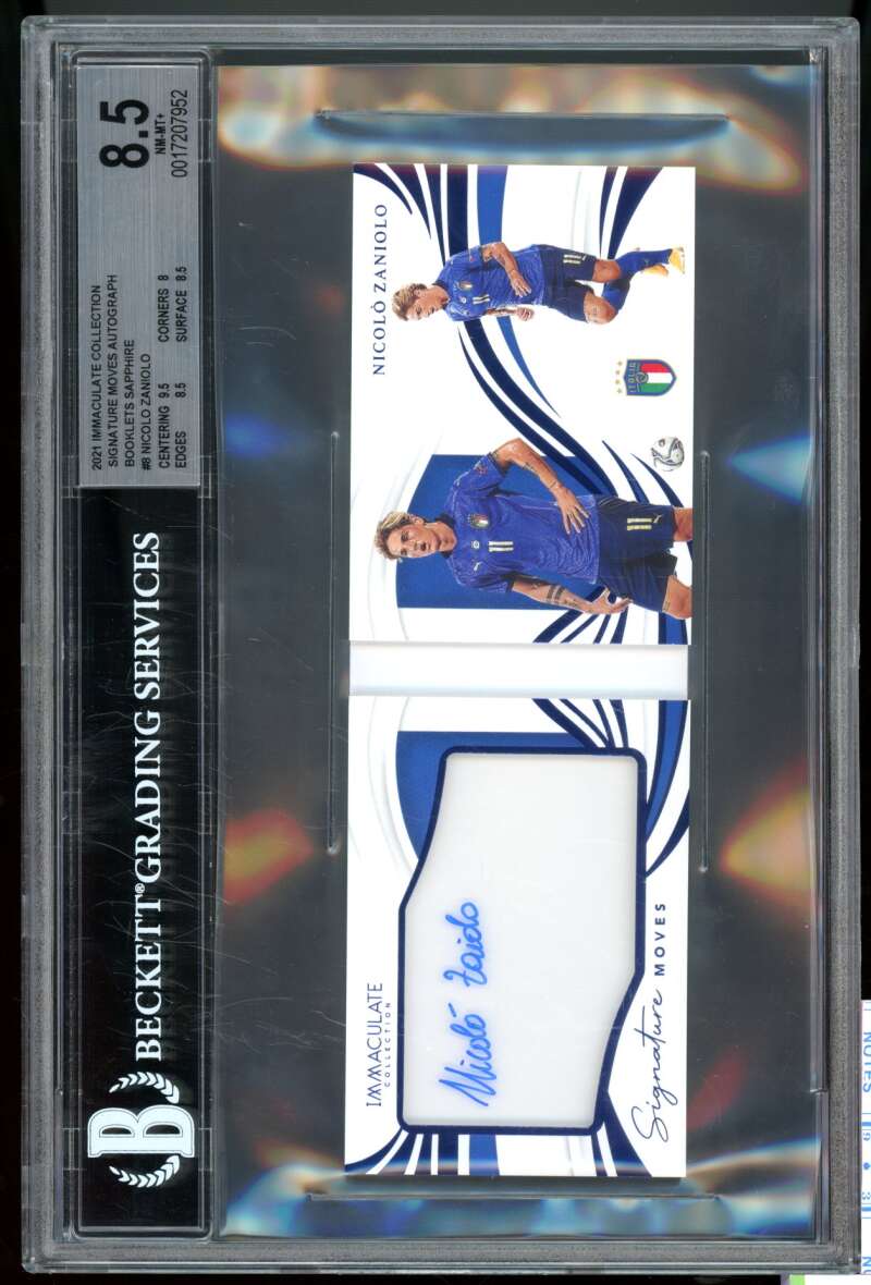 Nicolo Zaniolo 2021 Immaculate Coll Signature Moves Auto Sapphire #8 BGS 8.5 Image 1