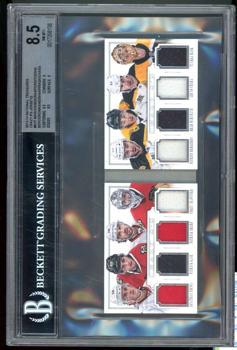 Marchand/Crawford/Toews/Bergeron/Kane/Sharp/Rask/Chara 2013 NT Jsy #scf BGS 8.5 Image 1