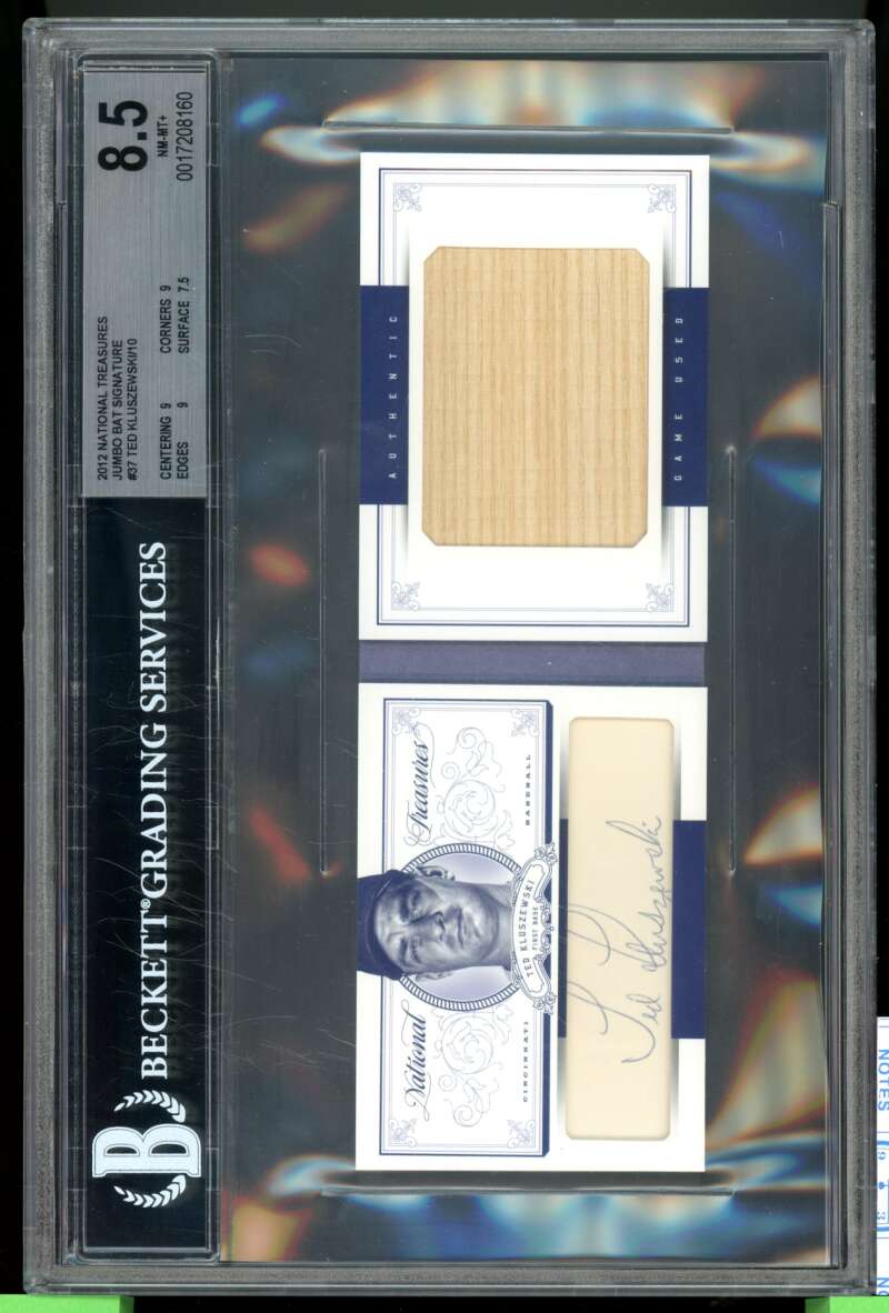 Ted Kluszewski 2012 National Treasures Jumbo Bat Signatures (4/10) #37 BGS 8.5 Image 1