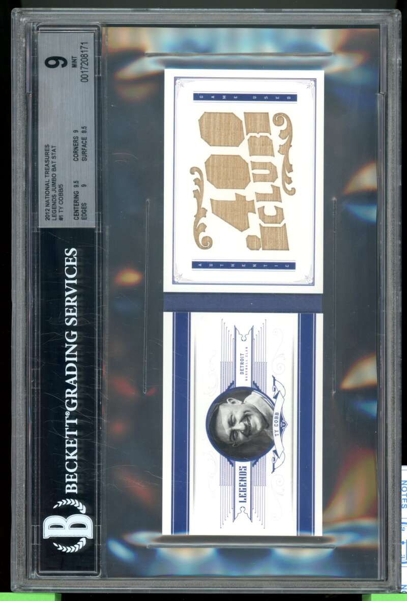 Ty Cobb Card 2012 National Treasures Legends Jumbo Bat Stat (#d 3/5) #1 BGS 9 Image 1