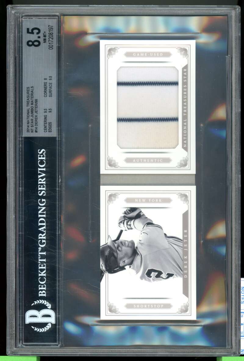 Derek Jeter Card 2014 National Treasures NT Star Jumbo Materials #14 BGS 8.5 Image 1