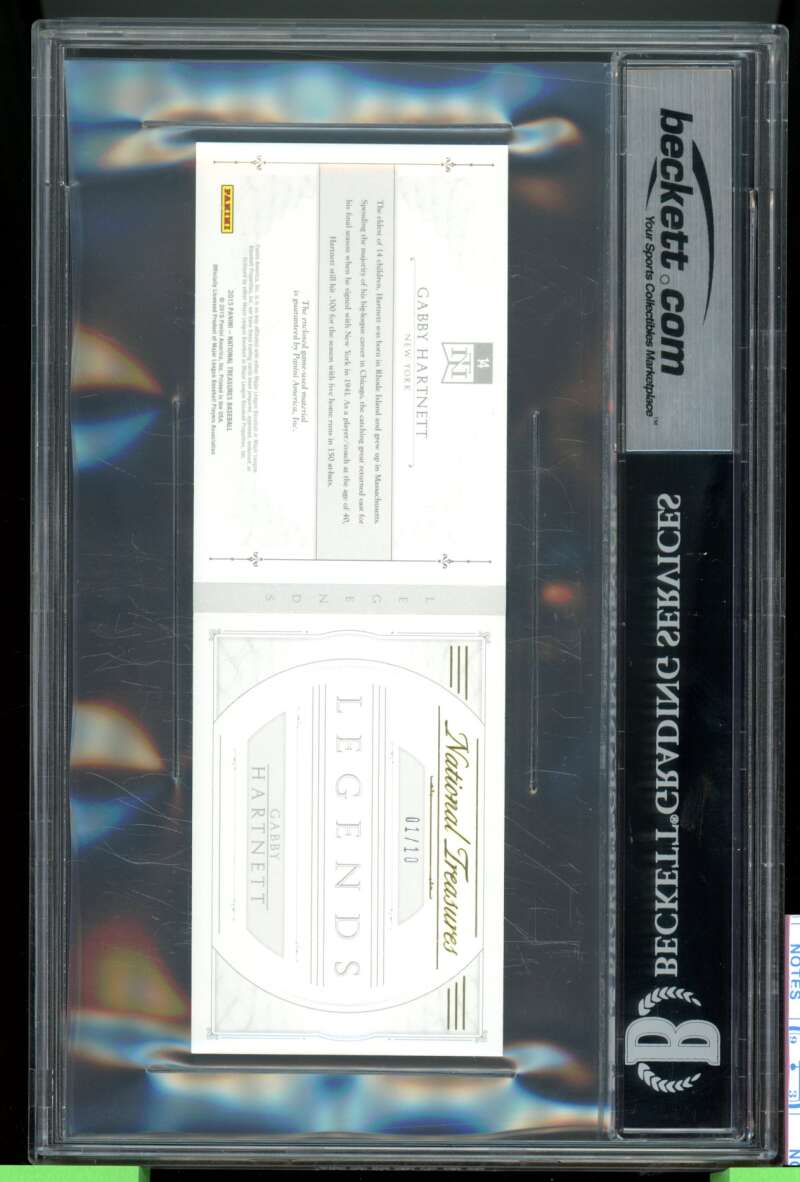 Gabby Harnett 2015 National Treasures Legends Booklet Materials (1/10) BGS 8 Image 2