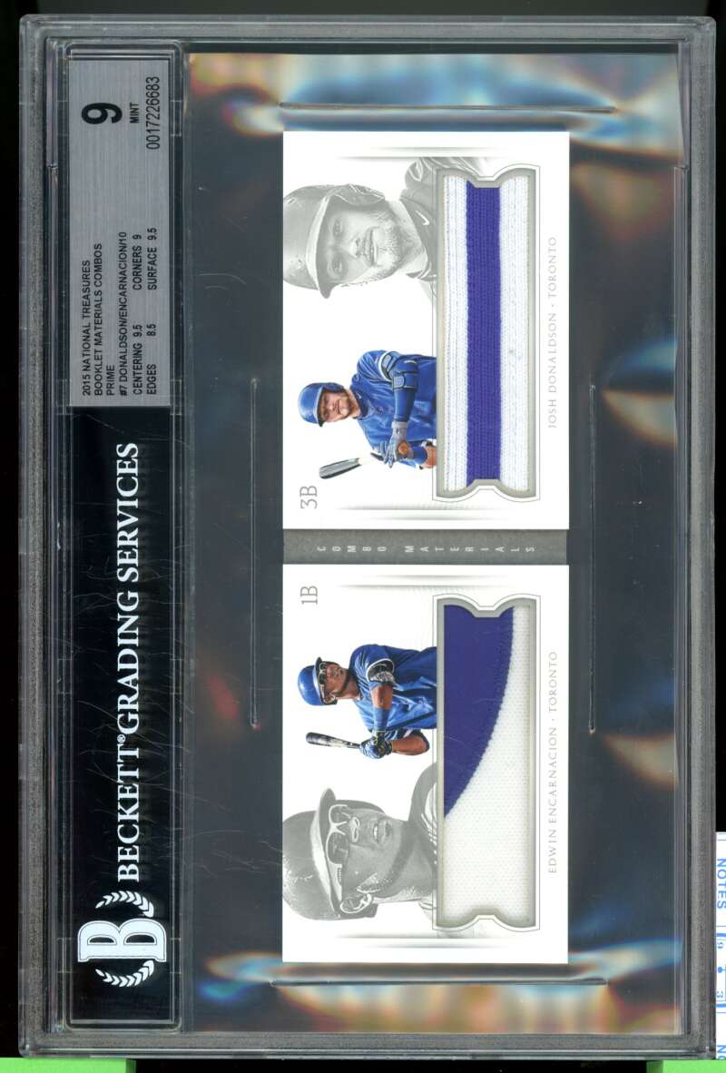 Encarnacion/Josh Donaldson 2015 NT Booklet Materials Combos Prime (1/10) BGS 9 Image 1