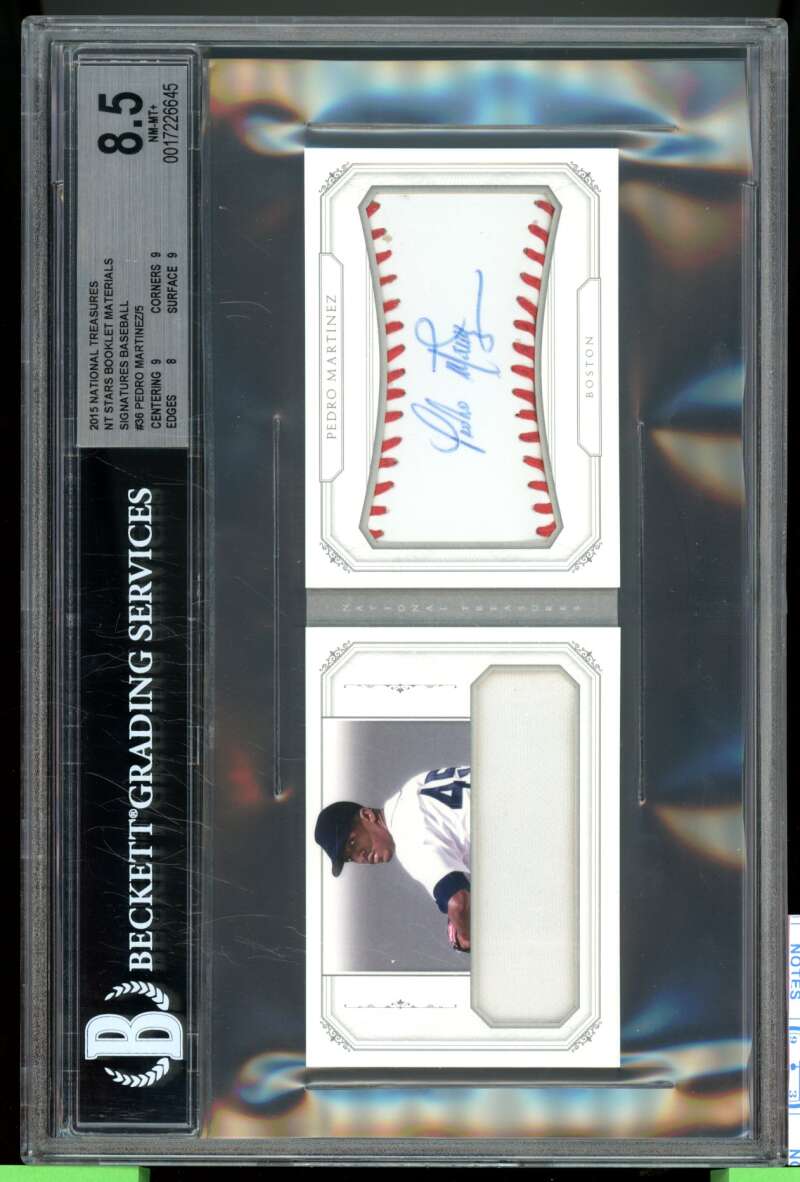 Pedro Martinez 2015 NT Stars Booklets Materials Signature Baseball (1/5) BGS 8.5 Image 1