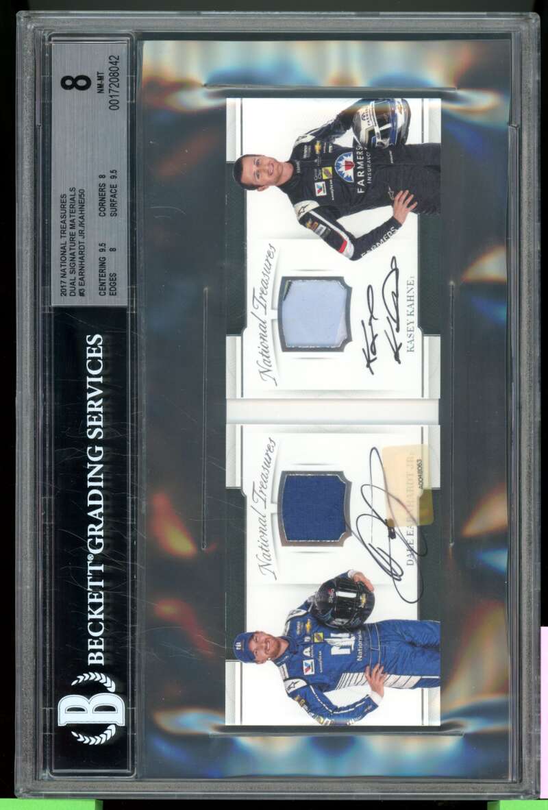 Kahne/Earnhardt Jr 2017 National Treasures Dual Signature Materials #3 BGS 8 Image 1