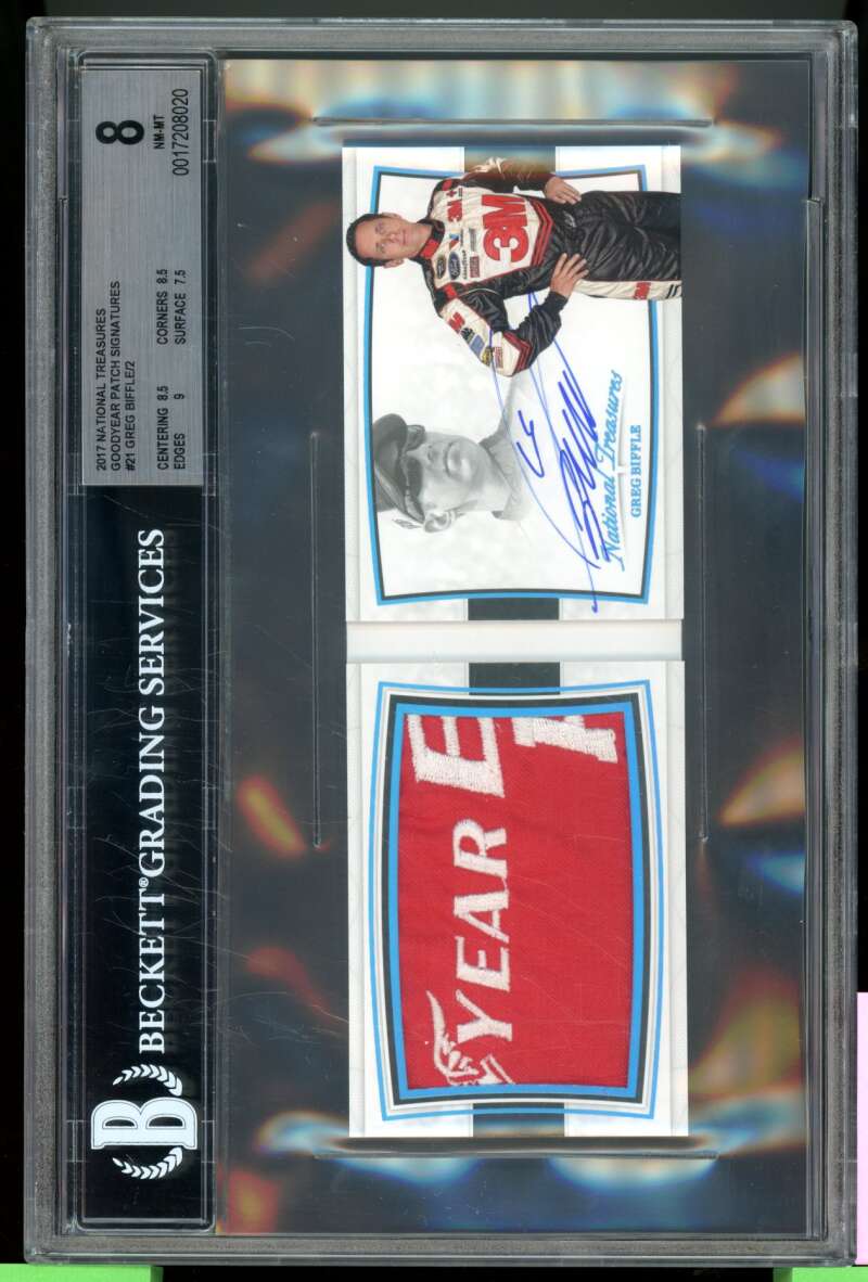 Gregg Biffle 2017 National Treasures Goodyear Patch Signatures (2/2) #21 BGS 8 Image 1