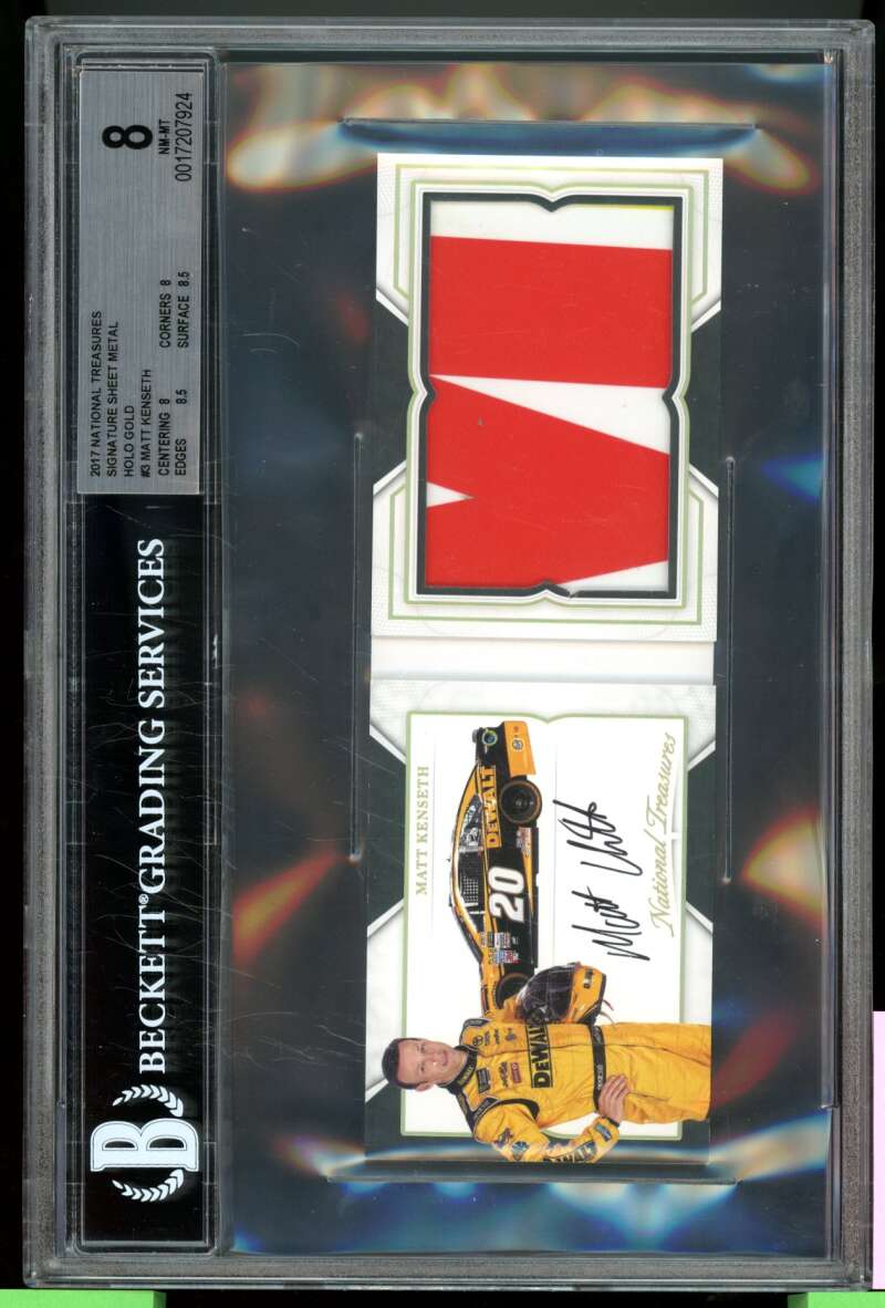 Matt Kenseth Card 2017 National Treasures Signature Sheet Holo Gold (4/10) BGS 8 Image 1