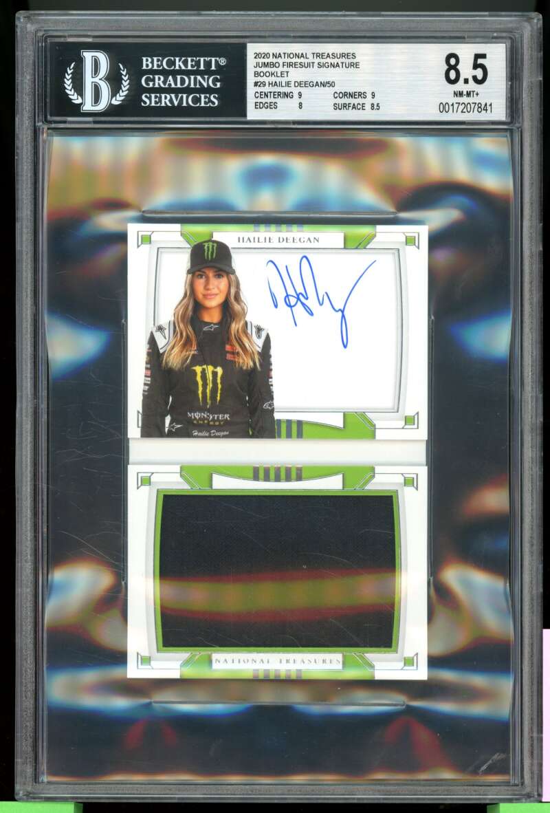 Hailie Deegan 2020 National Treasures Jumbo Firesuit Signature Book #29 BGS 8.5 Image 1