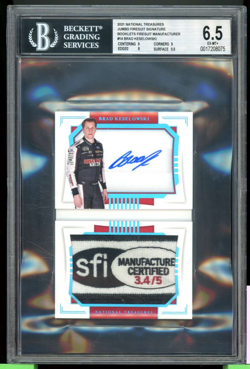 Brad Keselowski 2021 NT Jumbo Firesuit Signature Booklets (1 of 1) #14 BGS 6.5 Image 1