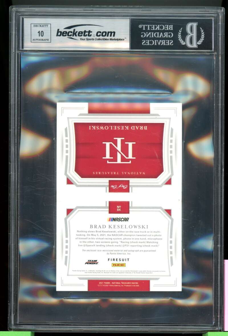 Brad Keselowski 2021 NT Jumbo Firesuit Signature Booklets (1 of 1) #14 BGS 6.5 Image 2