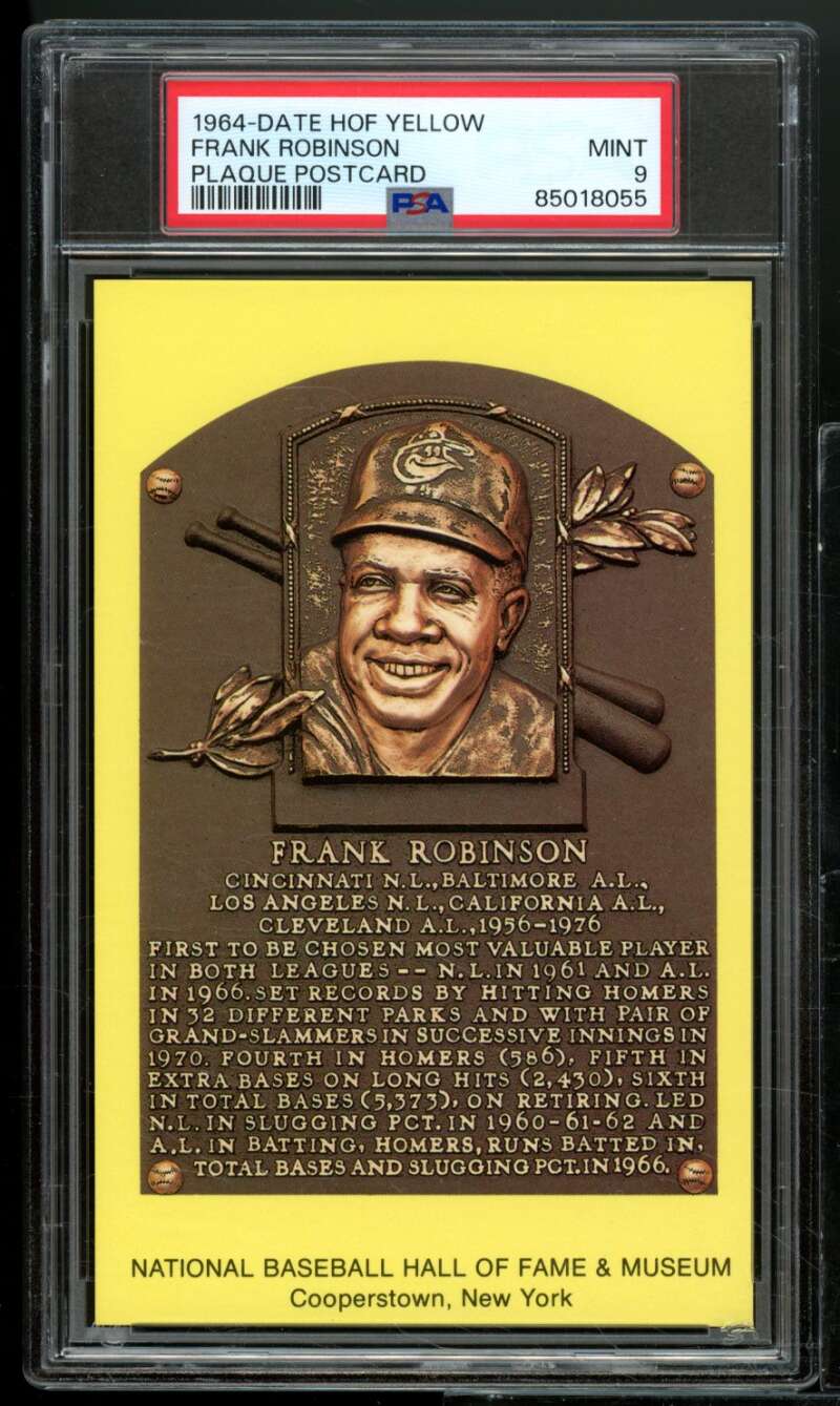 Frank Robinson Card 1964 Date HOF Yellow Plaque Postcard #nno PSA 9 Image 1