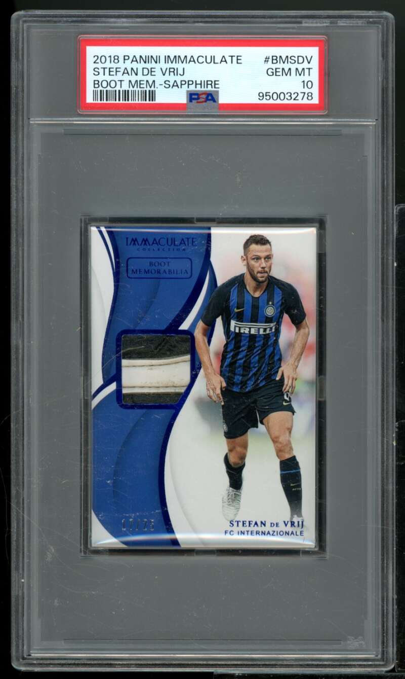 Stefan De Vrij 2018 Panini Immaculate Boot Mem Sapphire (#d 7/25) #BMSDV PSA 10 Image 1