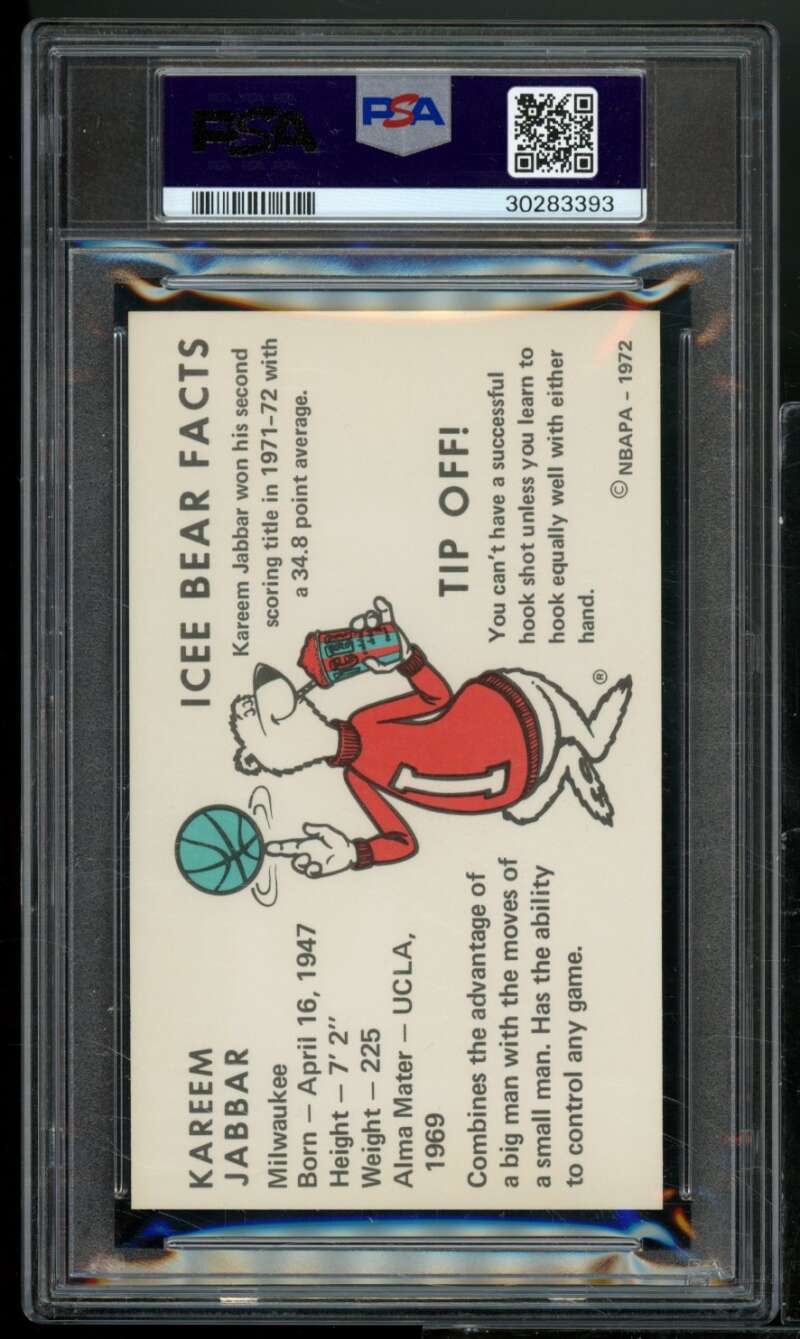 Kareem Abdul-Jabbar Card 1972 Icee Bear #nno PSA 8 Image 2