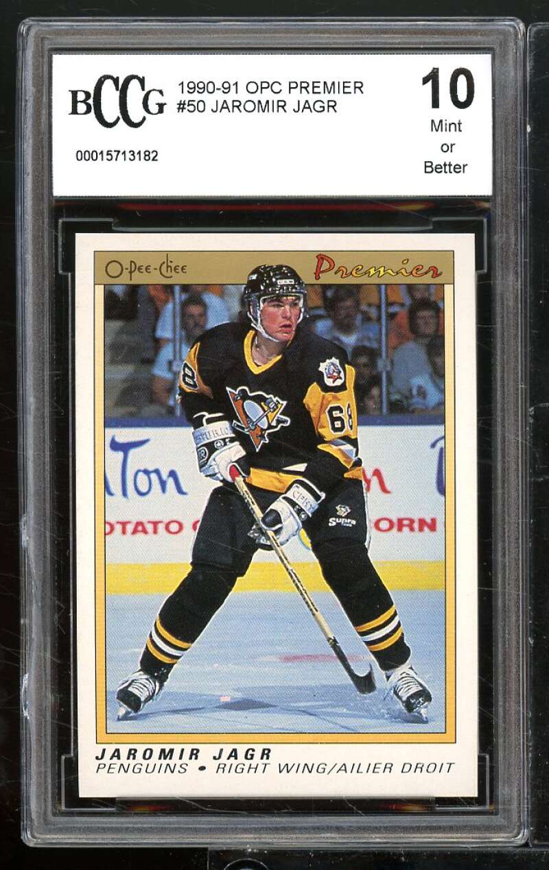 1990-91 OPC Premier #50 Jaromir Jagr Rookie Card BGS BCCG 10 Mint+ Image 1