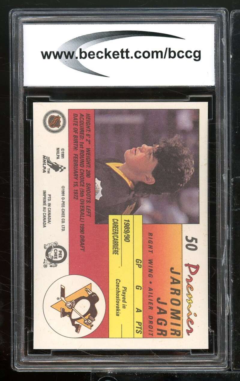 1990-91 OPC Premier #50 Jaromir Jagr Rookie Card BGS BCCG 10 Mint+ Image 2