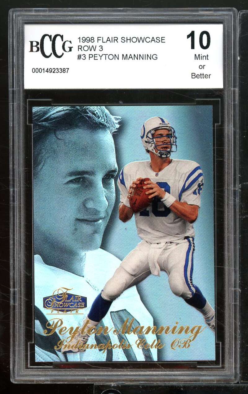 1998 Flair Showcase Row 3 #3 Peyton Manning Rookie Card BGS BCCG 10 Mint+ Image 1