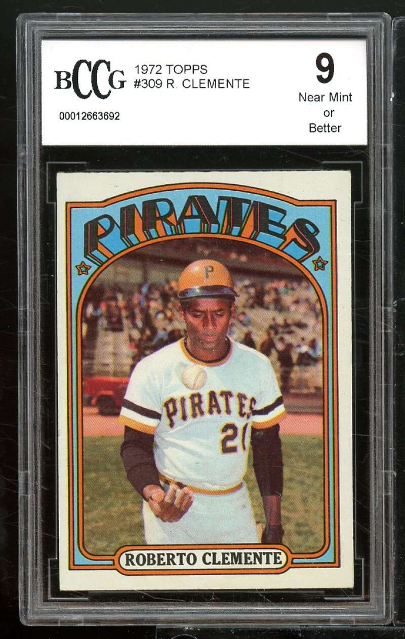 1972 Topps #309 Roberto Clemente Card BGS BCCG 9 Near Mint+ Image 1