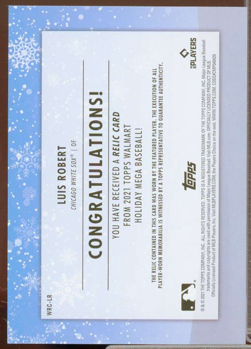 Luis Robert Card 2021 Topps Walmart Holiday Relics #WRCLR  Image 2