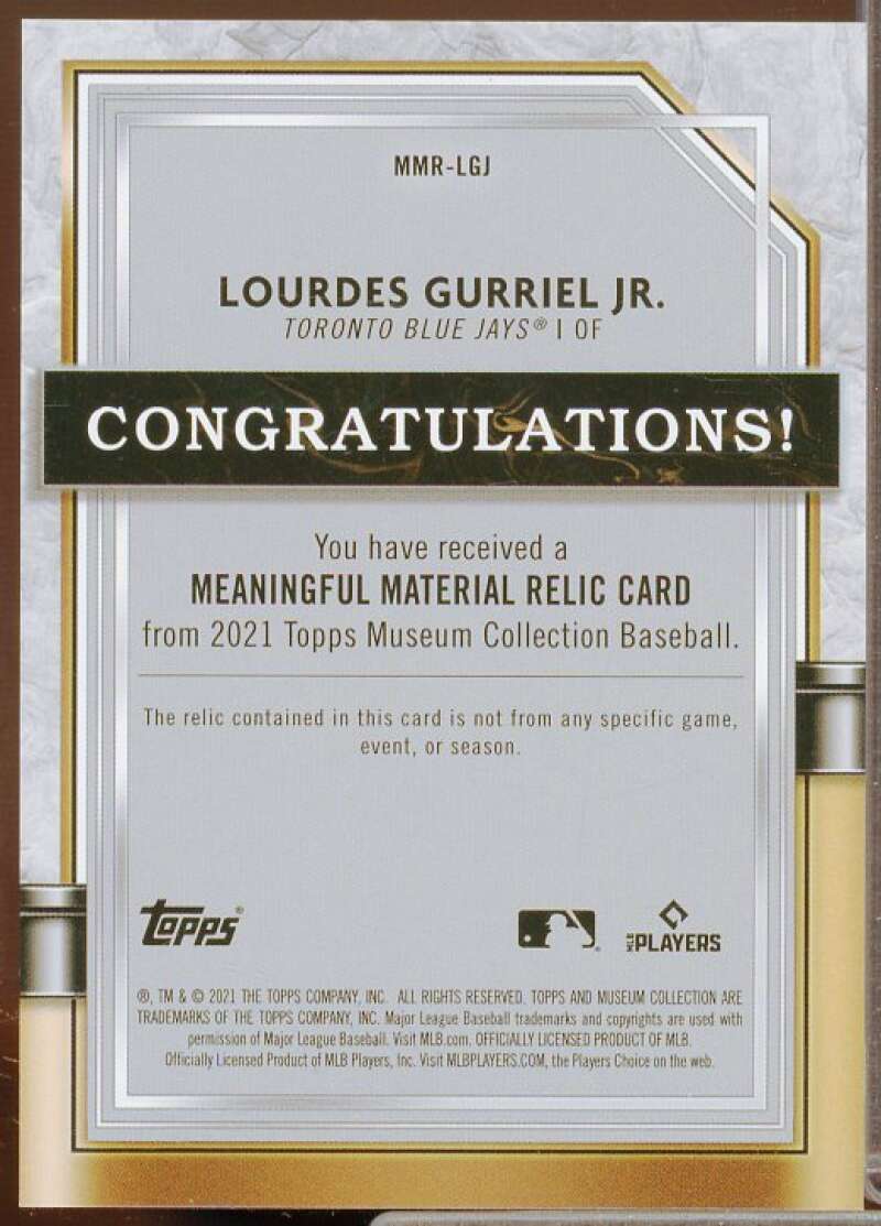 Lourdes Gurriel Jr. 2021 Museum Collection Meaningful Material Relics #MMRLGJ  Image 2