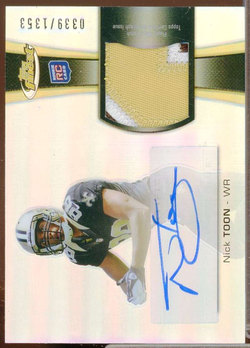 Nick Toon/1353 Rookie 2012 Finest Rookie Patch Autographs Refractors #RAPNT  Image 1