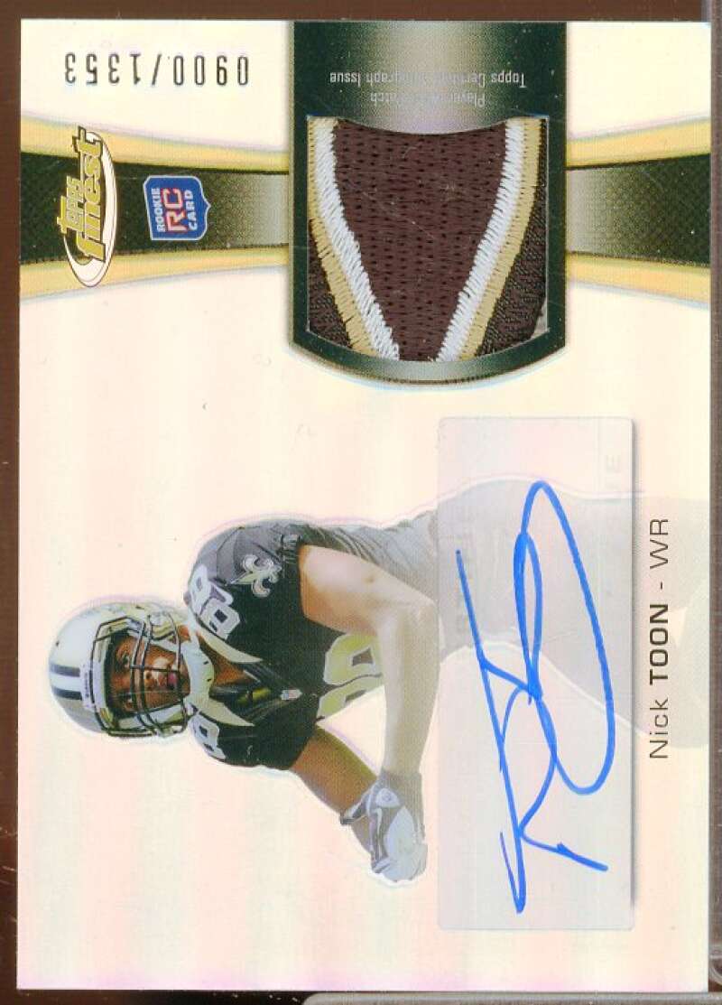 Nick Toon/1353 Rookie 2012 Finest Rookie Patch Autographs Refractors #RAPNT  Image 1