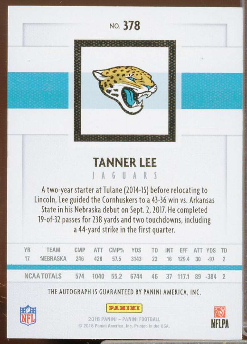 Tanner Lee/99 Rookie Card 2018 Panini Autographs #378  Image 2