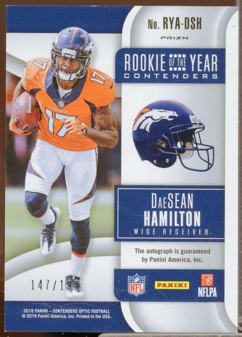 DaeSean Hamilton 2018 Panini Contenders Optic Rookie of the Year Auto Red #29  Image 2