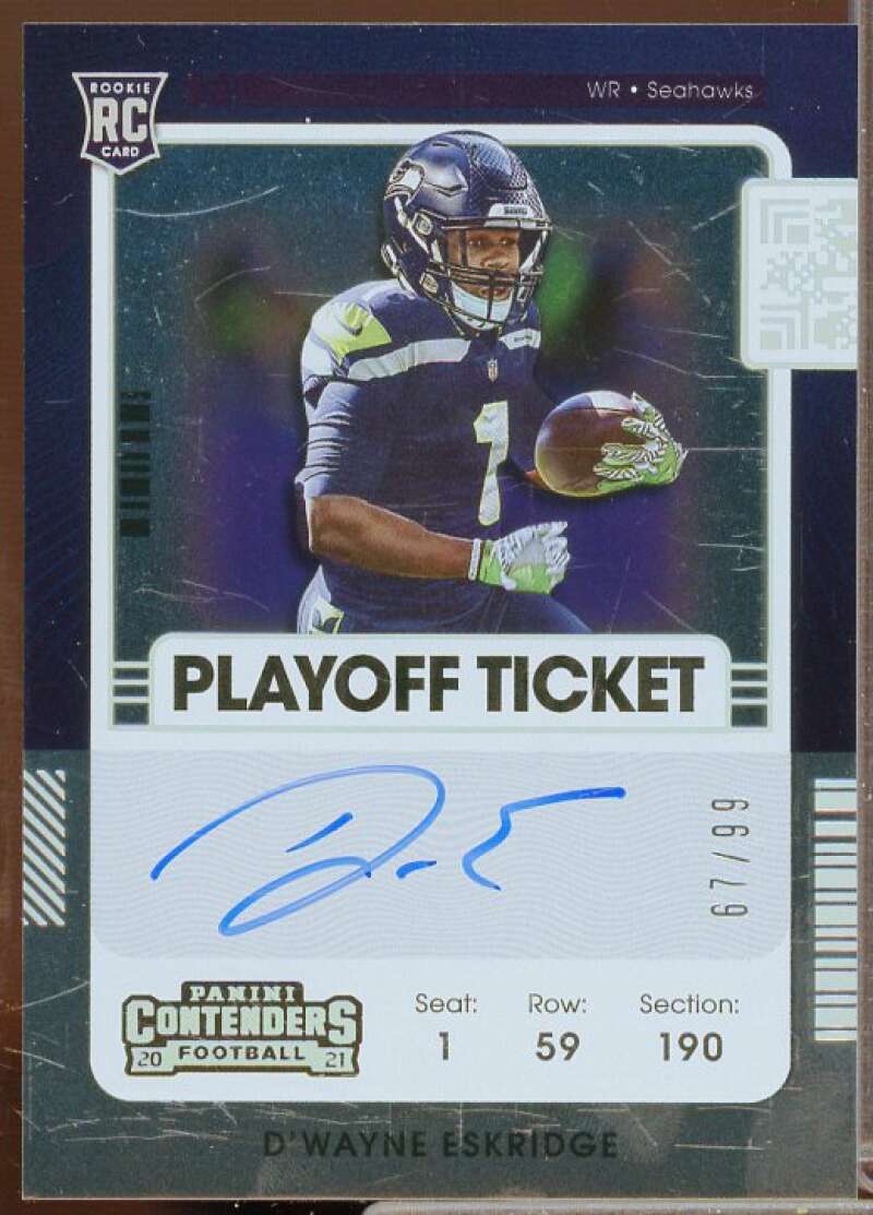 D'Wayne Eskridge AU Rookie Card 2021 Panini Contenders Playoff Ticket #118A  Image 1