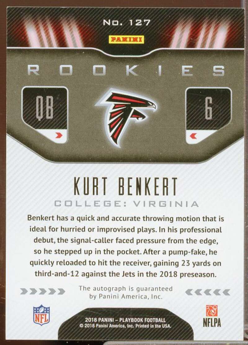 Kurt Benkert Rookie Card 2018 Panini Playbook Rookie Signatures #127  Image 2