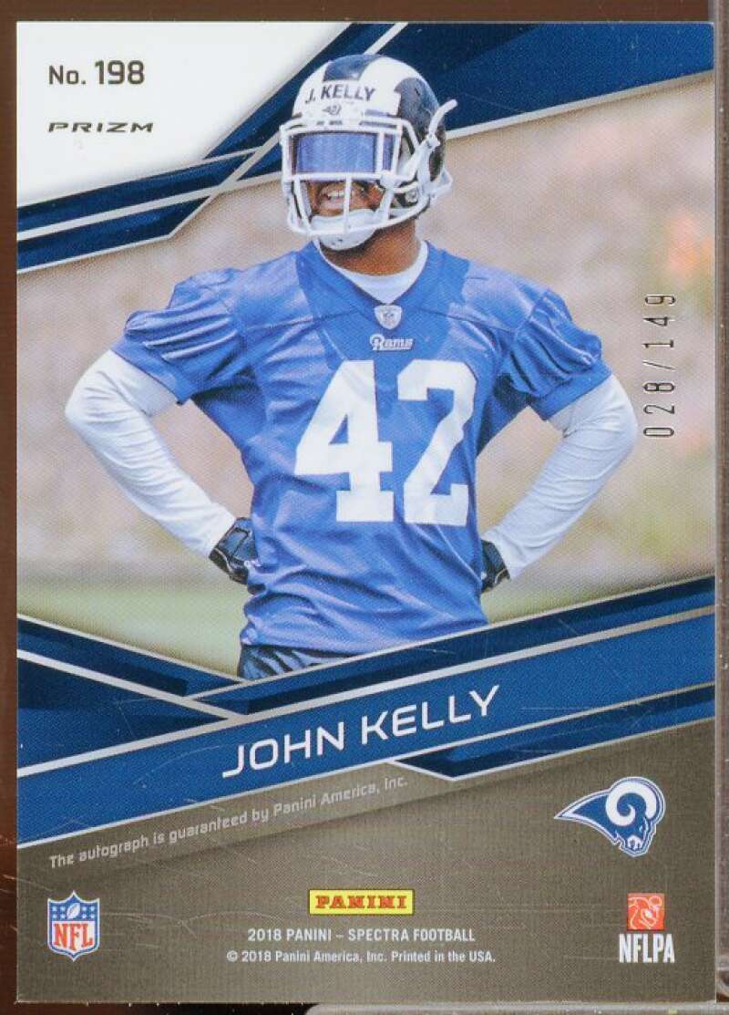 John Kelly AU Rookie Card 2018 Panini Spectra Neon Blue #198  Image 2