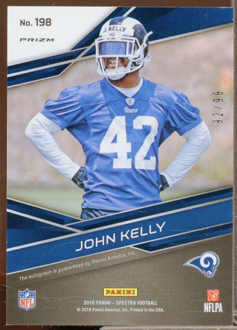 John Kelly AU Rookie Card 2018 Panini Spectra Neon Green #198  Image 2