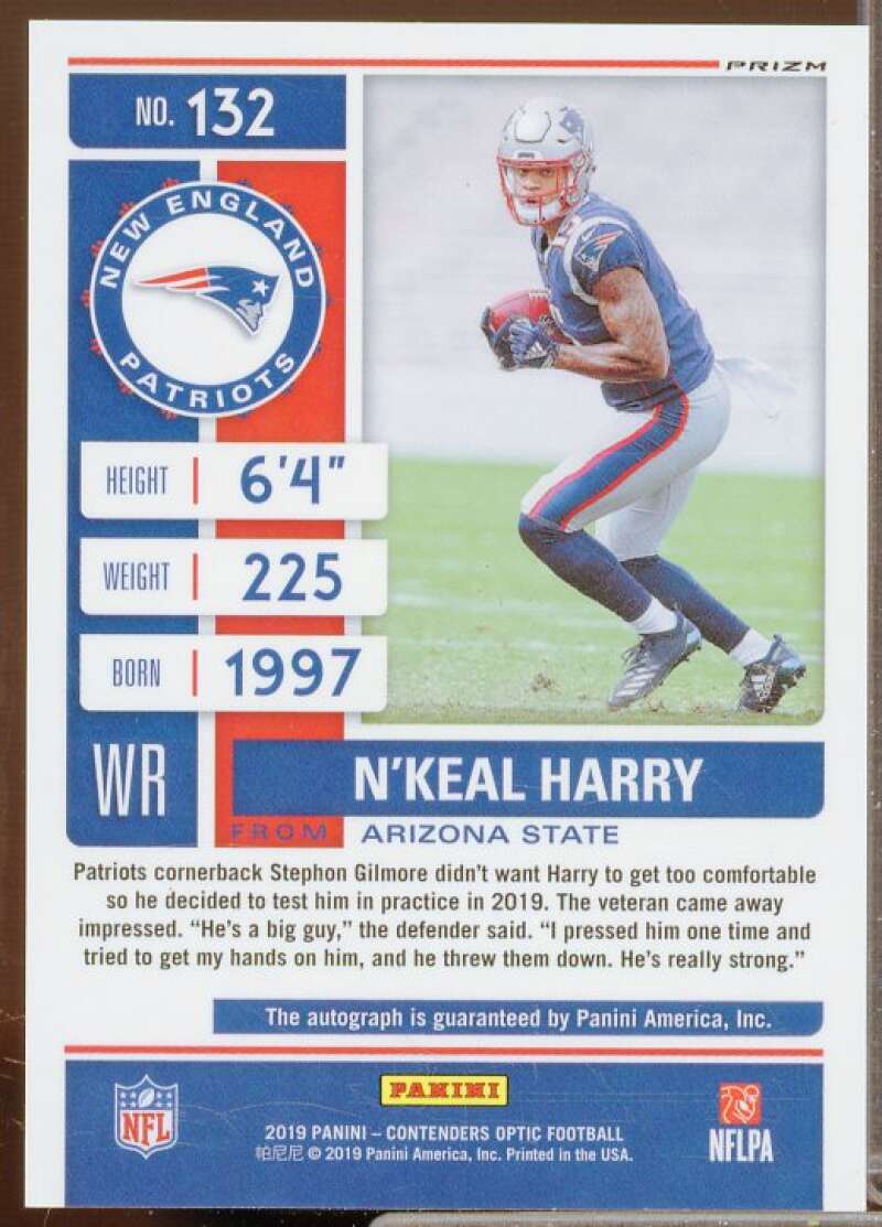 N'Keal Harry AU Rookie Card 2019 Panini Contenders Optic #132  Image 2