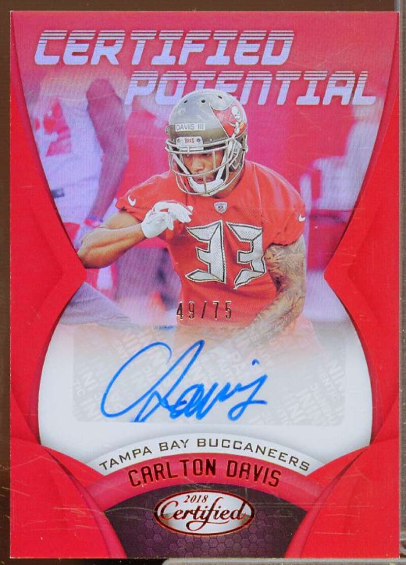 Carlton Davis Card 2018 Certified Potential Signatures Mirror Red #4  Image 1