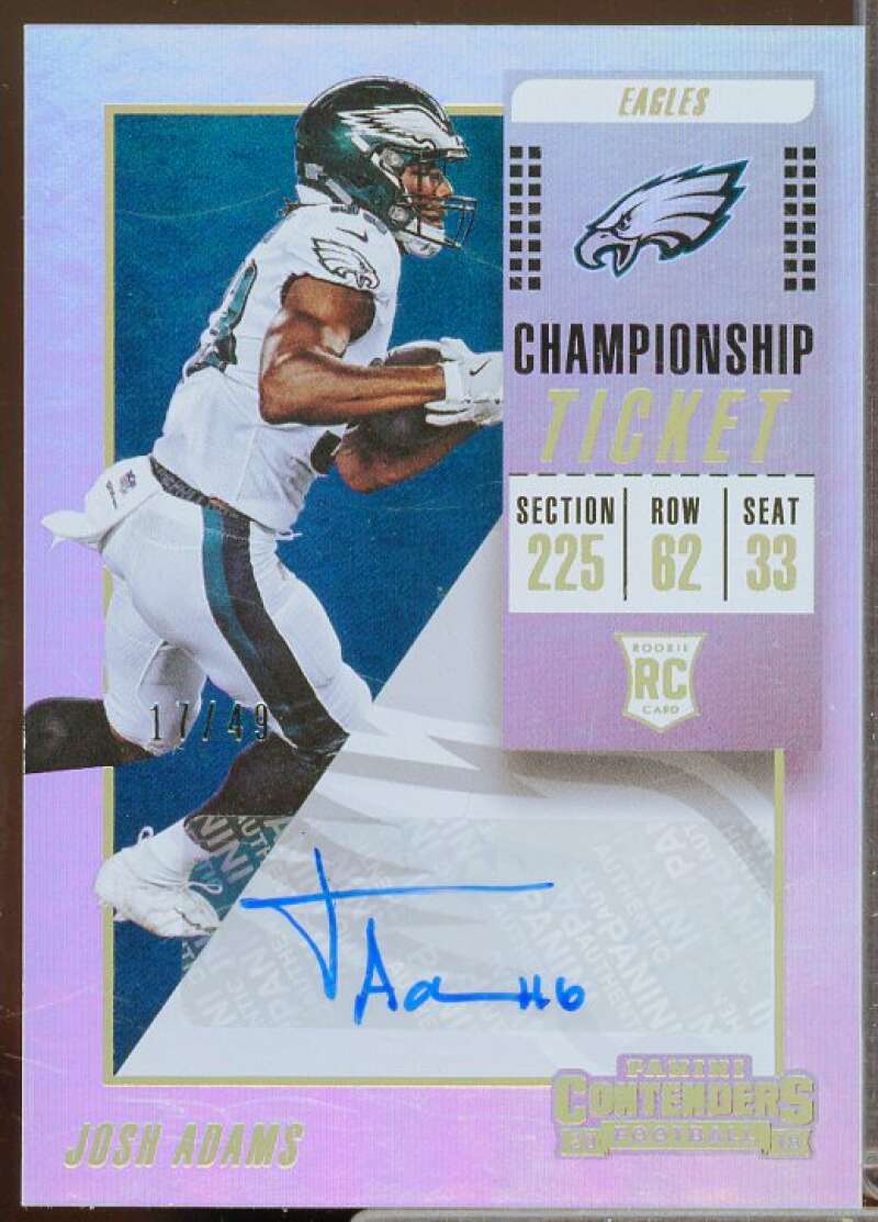 Josh Adams AU/49 Card 2018 Panini Contenders Championship Ticket #300  Image 1