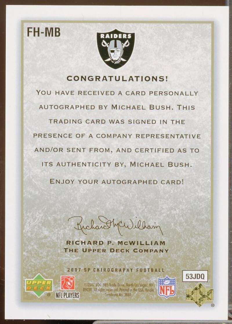 Michael Bush/99 Card 2007 SP Chirography Football Heroes Autographs Gold #FHMB  Image 2