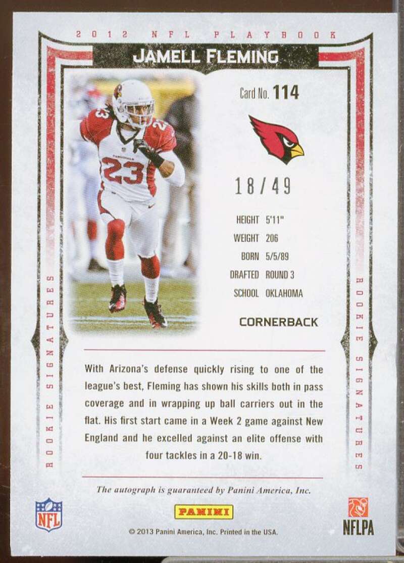 Jamell Fleming AU Rookie (crease) Card 2012 Panini Playbook Gold #114  Image 2