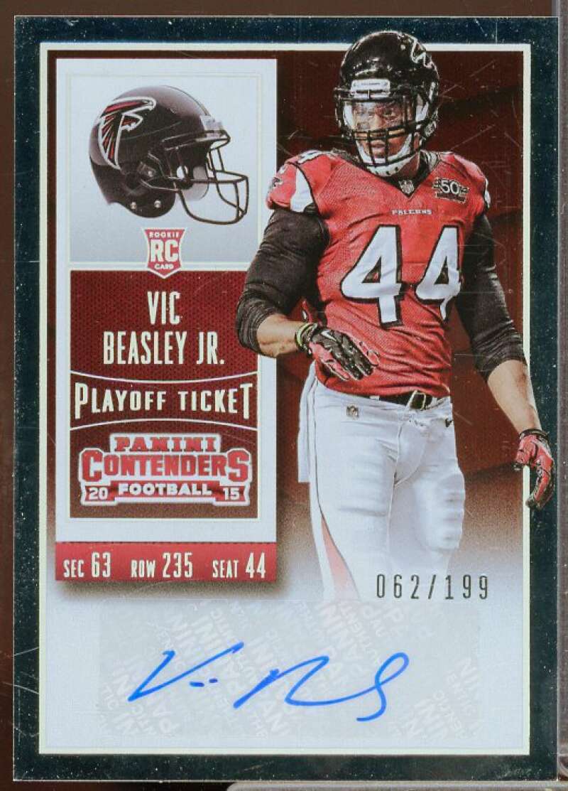 Vic Beasley Jr. AU/199 Rookie Card 2015 Panini Contenders Playoff Ticket #104A  Image 1