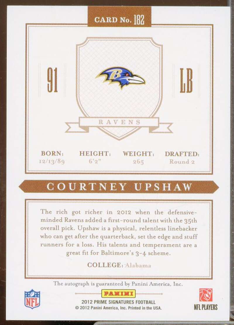 Courtney Upshaw AU/199 Rookie Card 2012 Prime Signatures #182  Image 2