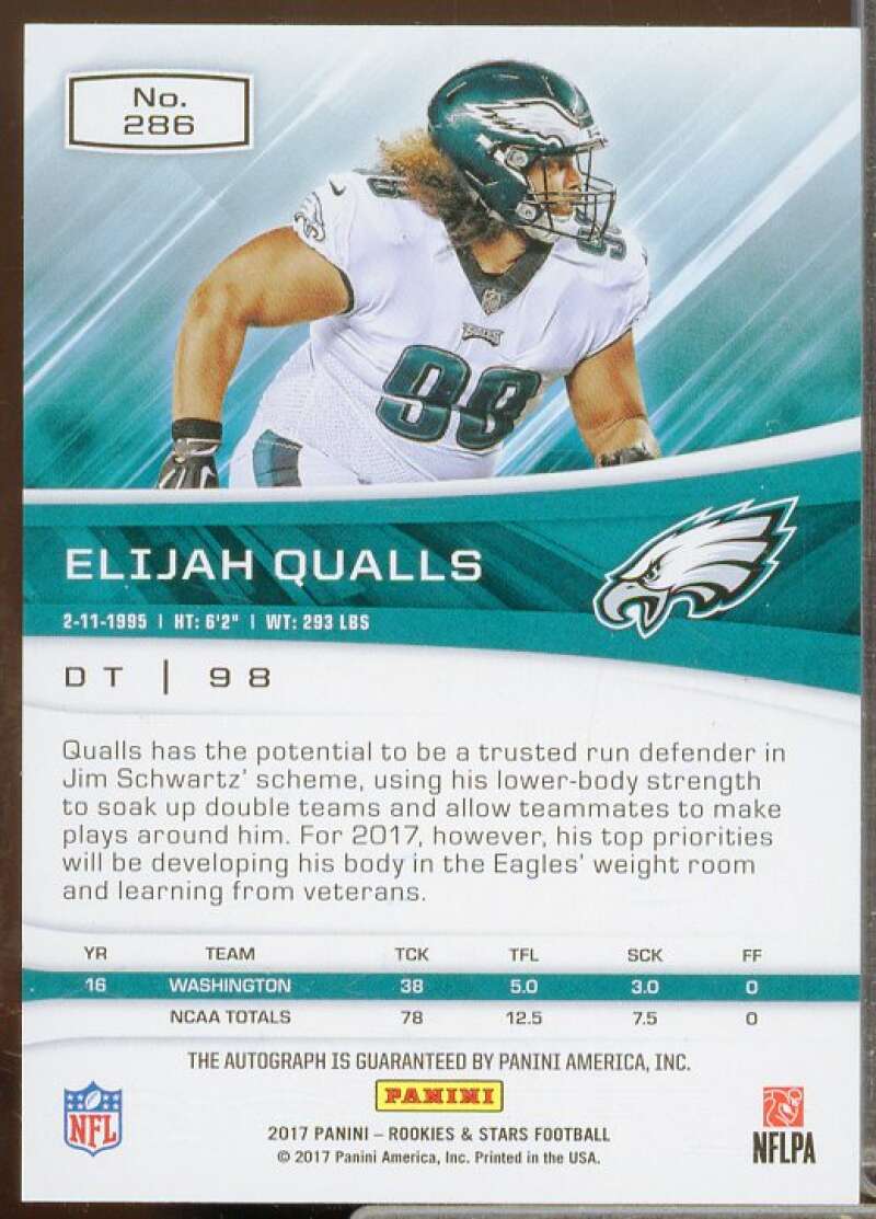 Elijah Qualls Rookie 2017 Rookies Stars Rookies Longevity Signatures Gold #286  Image 2