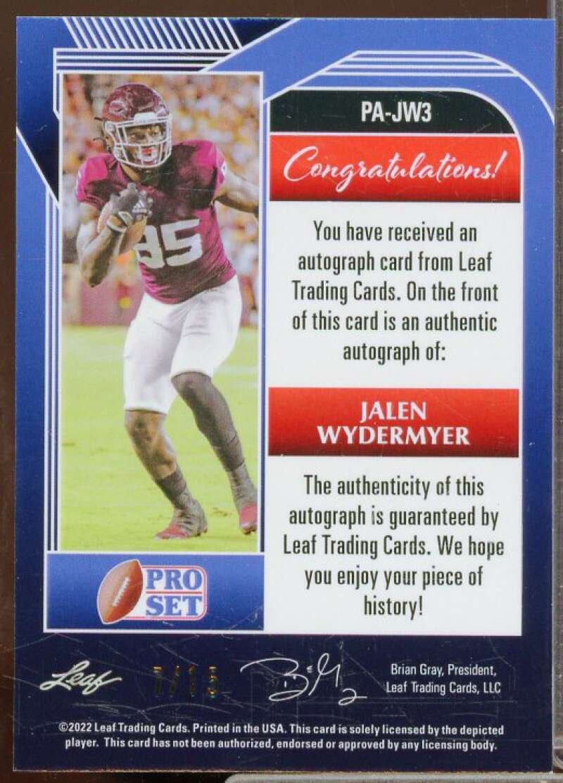 Jalen Wydermyer Rookie Card 2022 Leaf Pro Set Metal Mojo Purple #PAJW3  Image 2