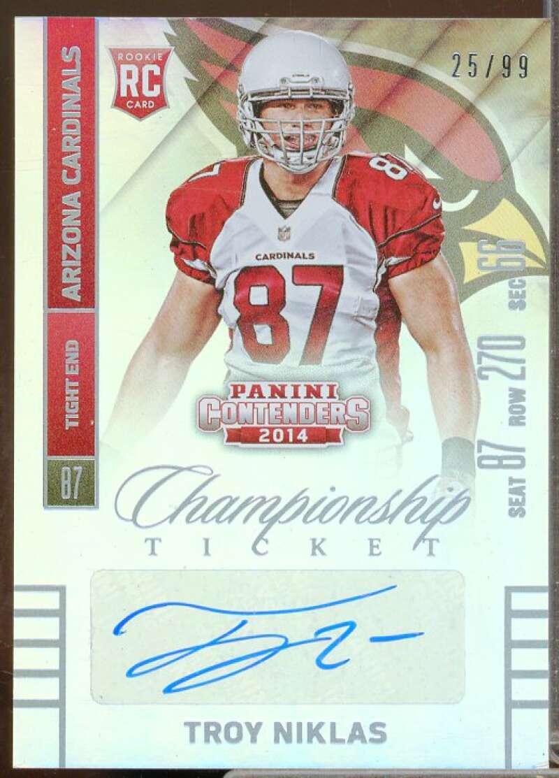 Troy Niklas AU Rookie Card 2014 Panini Contenders Championship Ticket #184A  Image 1