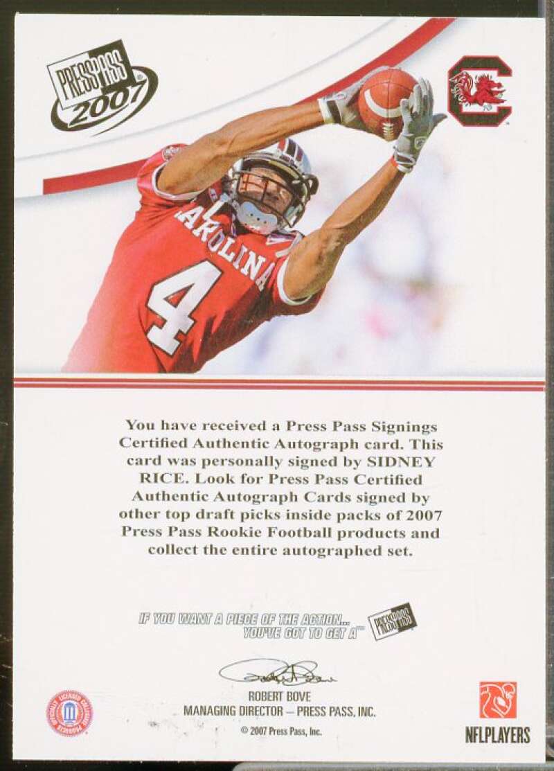 Sidney Rice Rookie Card 2007 Press Pass Autographs Gold #52  Image 2