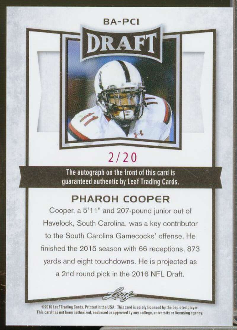 Pharoh Cooper/20 Rookie Card 2016 Leaf Metal Draft Prismatic Pink #BAPC1  Image 2