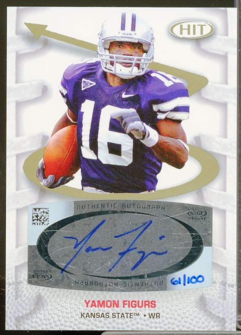 Yamon Figurs Rookie Card 2007 SAGE HIT Playmakers Gold Autographs #PA16  Image 1