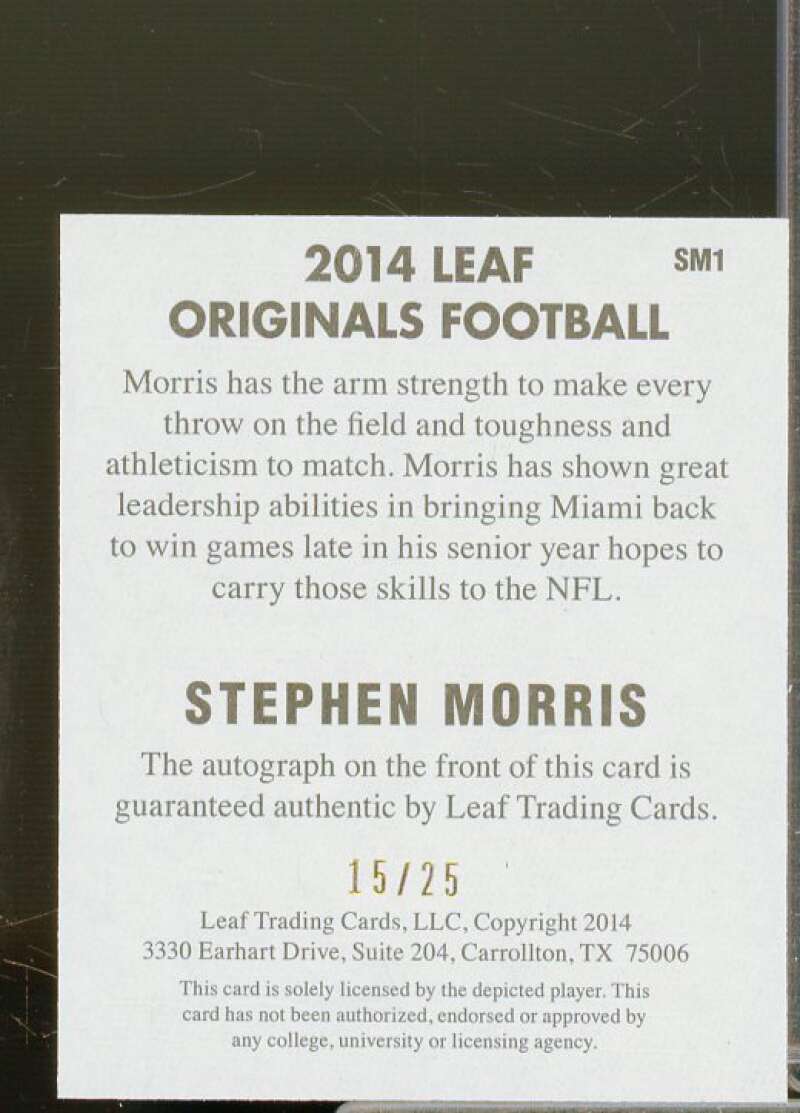 Stephen Morris Rookie Card 2014 Leaf Originals '48 Autographs Blue #SM1  Image 2