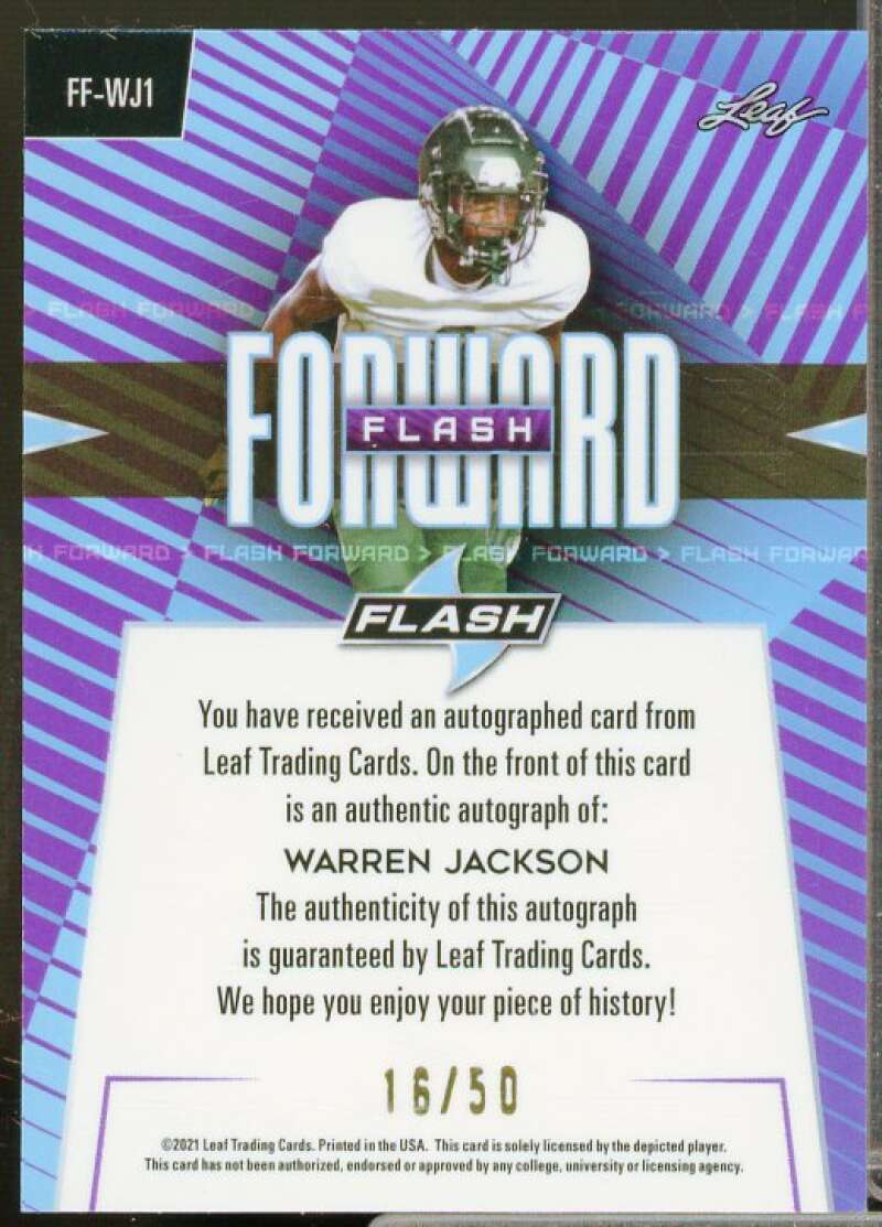 Warren Jackson Rookie 2021 Leaf Flash Flash Forward Autographs Purple #FFWJ1  Image 2