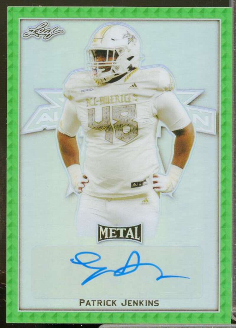 Patrick Jenkins Rookie 2020 Leaf Army All-American Metal Autograph Green #BAPJ1  Image 1