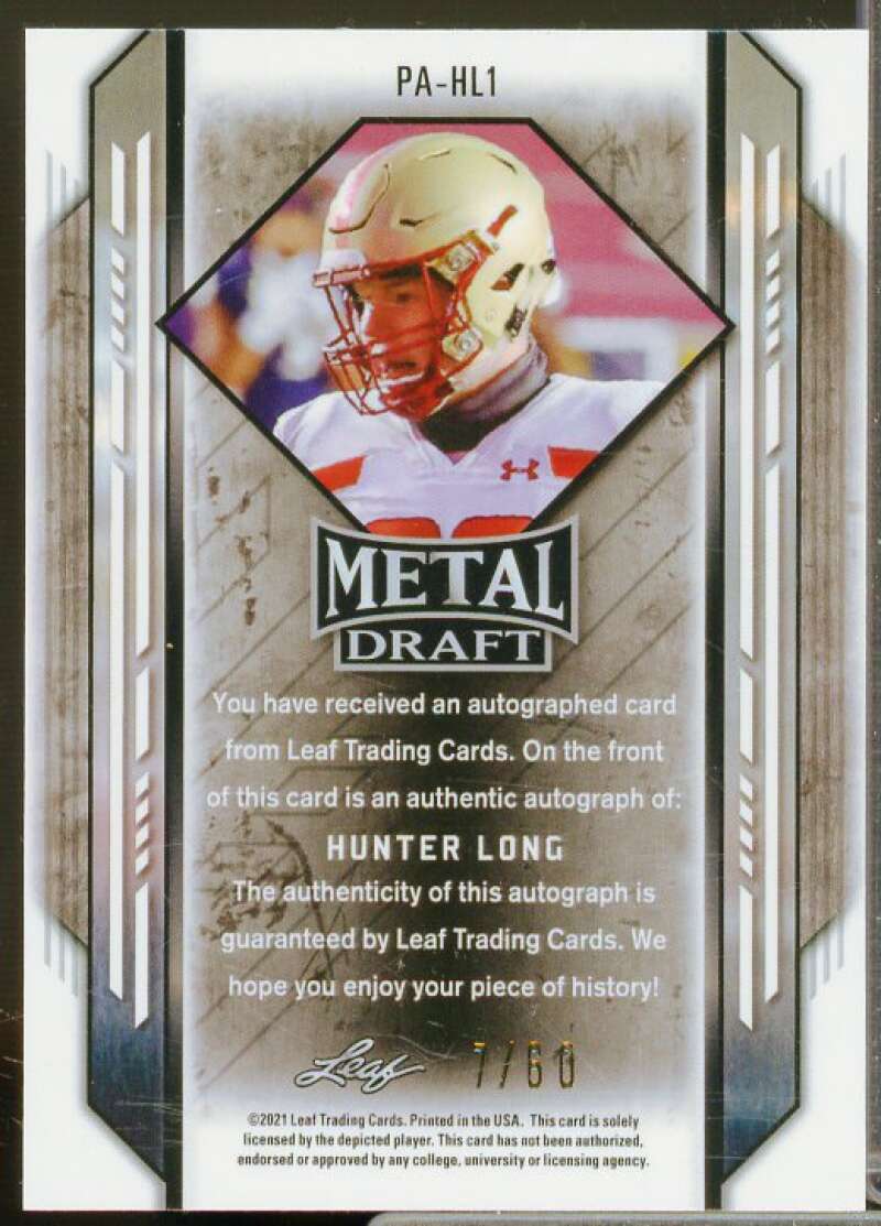 Hunter Long Rookie Card 2021 Leaf Metal Draft Marbles #HL1  Image 2