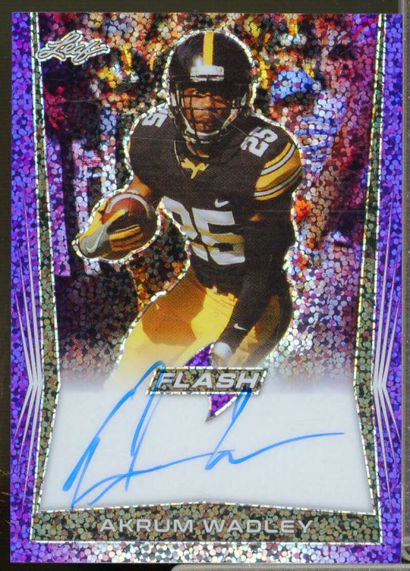 Akrum Wadley Rookie Card 2018 Leaf Flash Autographs Purple #BAAW1  Image 1